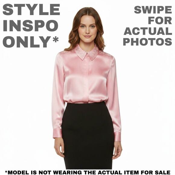 Amanda Smith 14 Blush Pink Satin Blouse [0262] - Picture 2 of 8